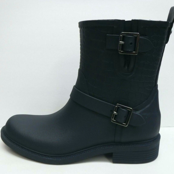 Rubber Rain Boots Navy Blue New Womens Shoes - Picture 6 of 6